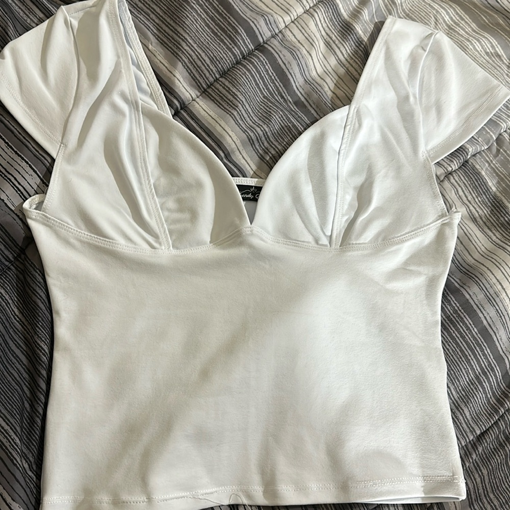 White deep neck cami top